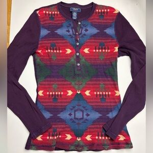 Chaps‎ aztec long sleeve henley shirt